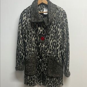 Zoe Black and White Leopard Print Teddy Jacket